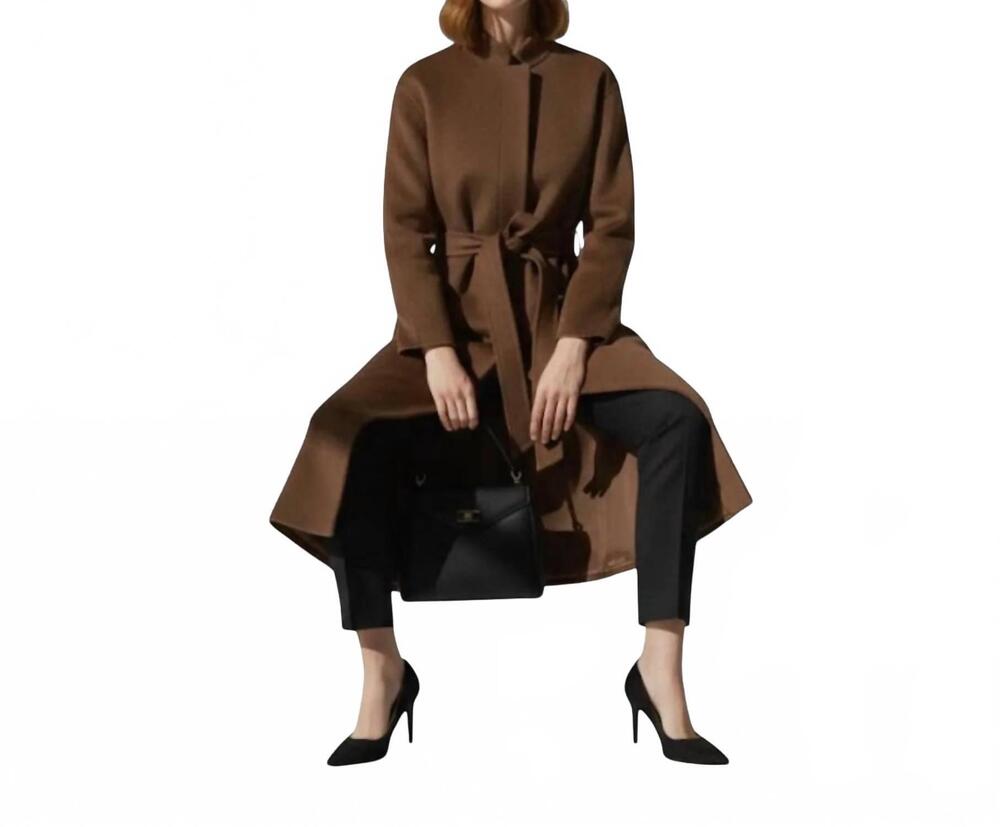 NEW GLAMOROUS roll neck collar coat in brown